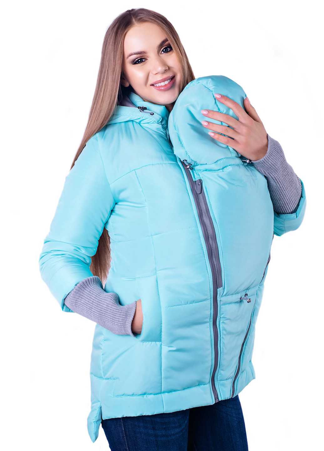 Голубая демисезонная куртка 3в1 для беременных Lullababe