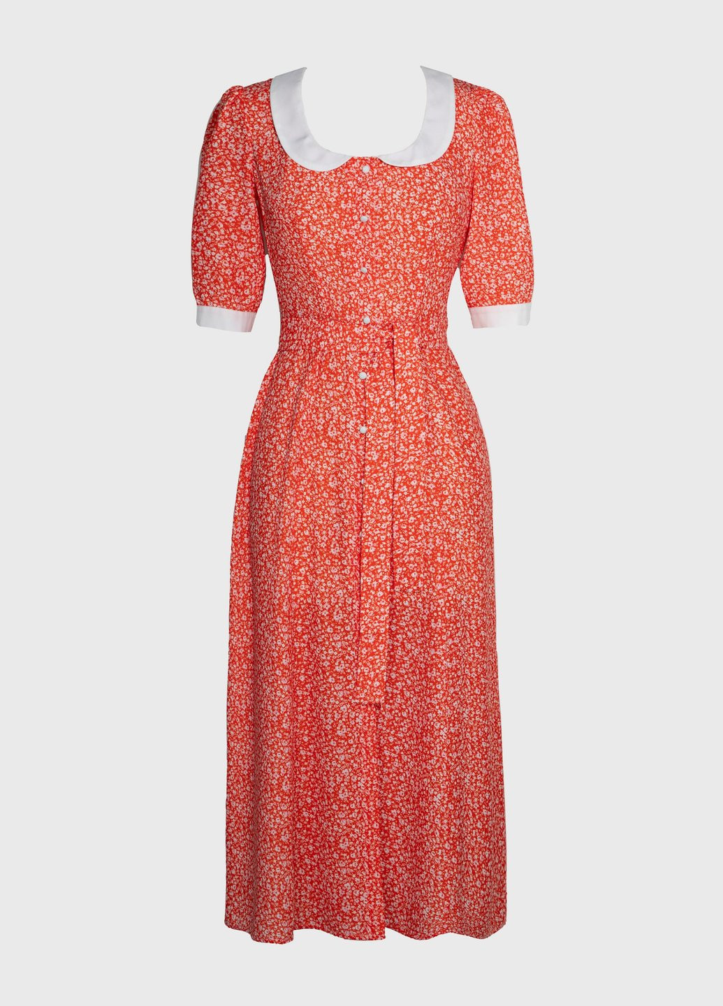 Оранжевое кэжуал платье клеш Gepur с цветочным принтом