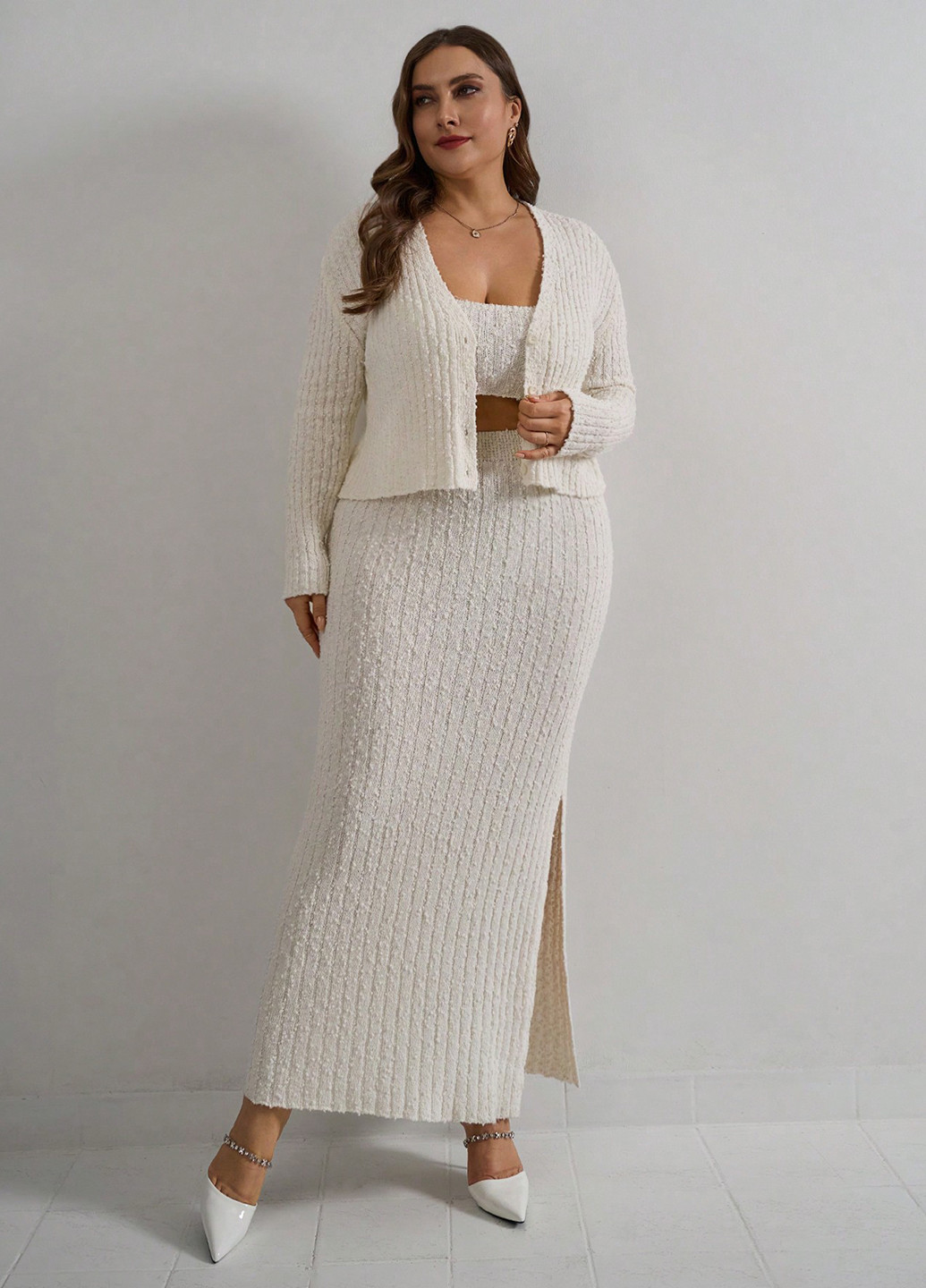 Костюм (топ, кардиган, спідниця) SHEIN (366090872)