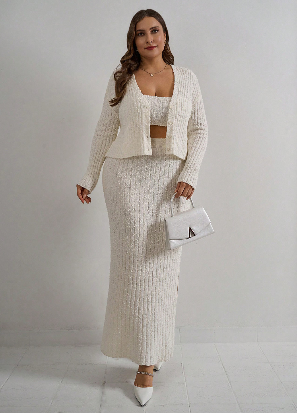 Костюм (топ, кардиган, спідниця) SHEIN (366090872)