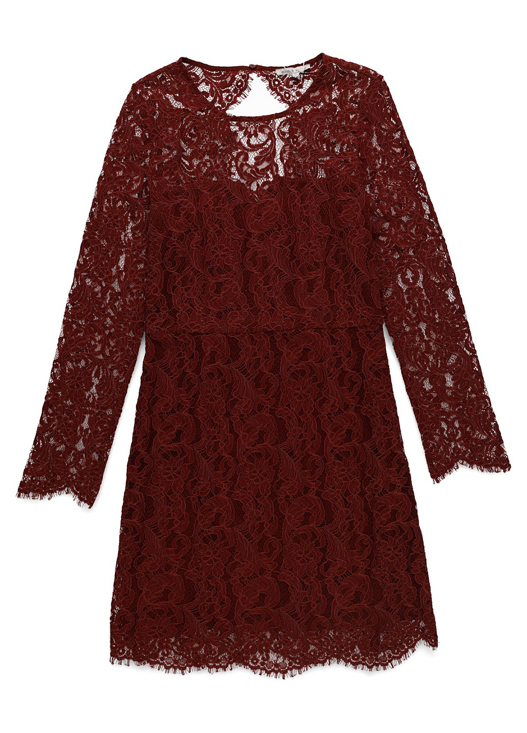 Бордовое кэжуал платье а-силуэт MINT&BERRY однотонное