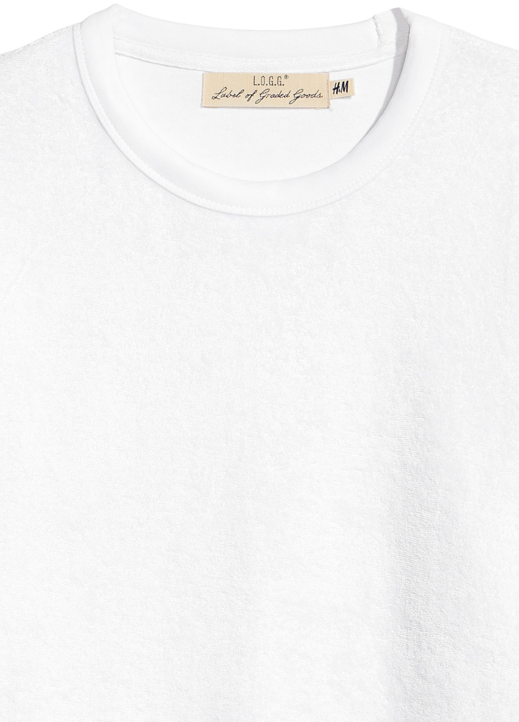 Свитшот H&M - Прямой крой однотонный белый кэжуал хлопок, трикотаж - (192660011)