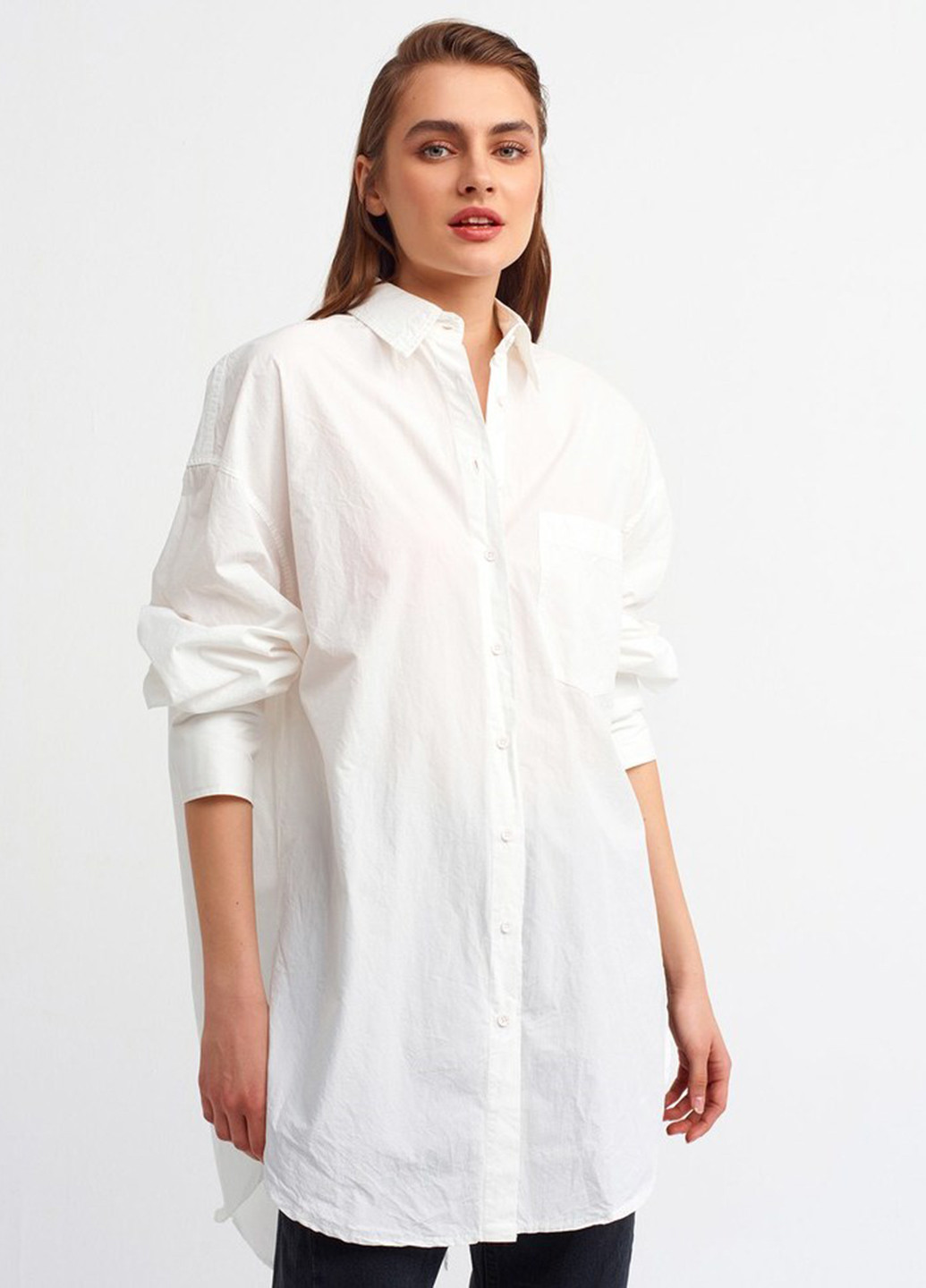 Белая кэжуал рубашка однотонная Dilvin