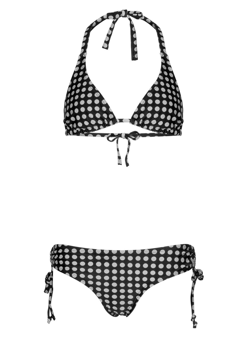 Черный летний купальник в горох раздельный, бикини, халтер Beach Panties