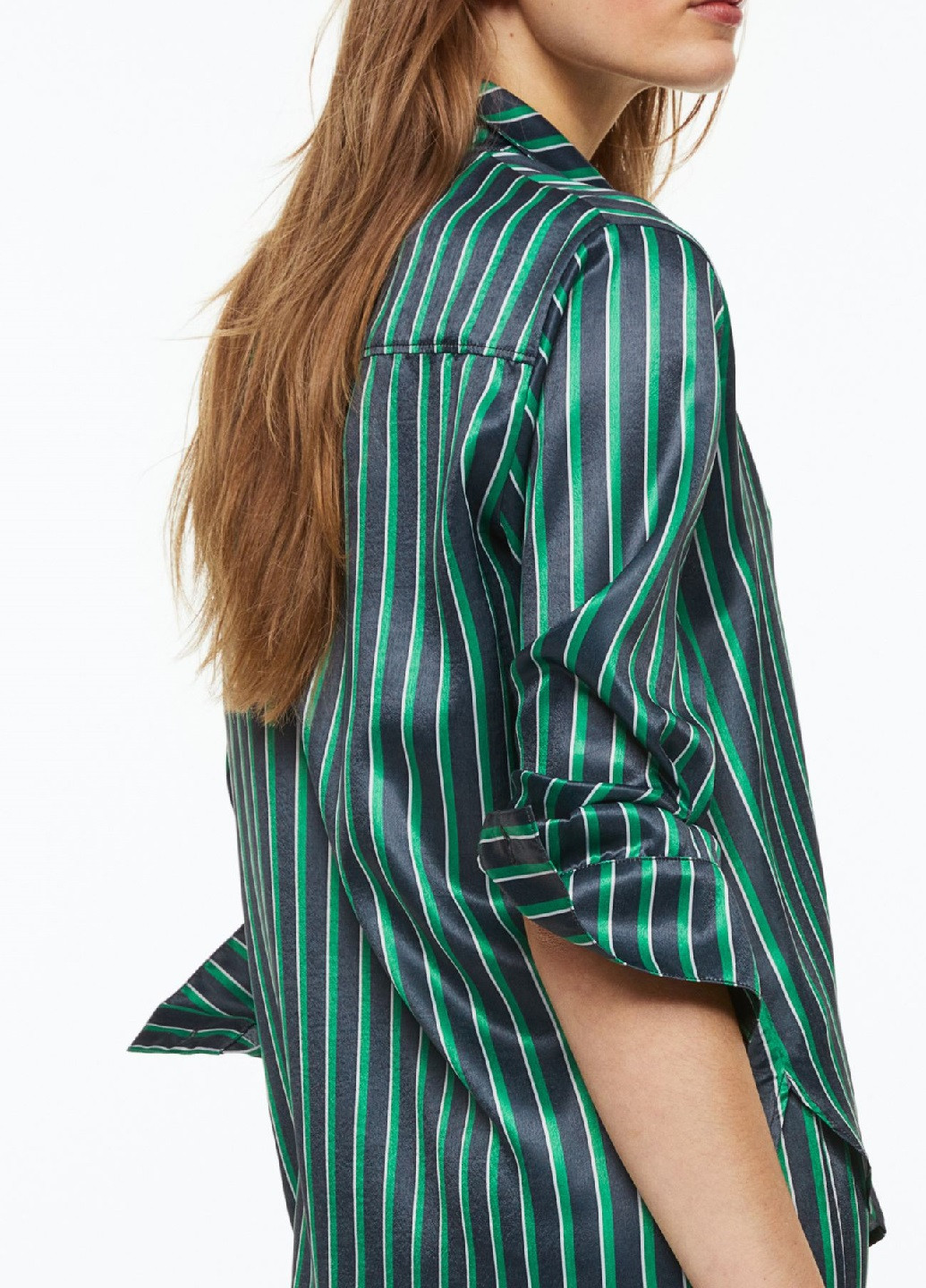 Зеленая кэжуал рубашка в полоску H&M