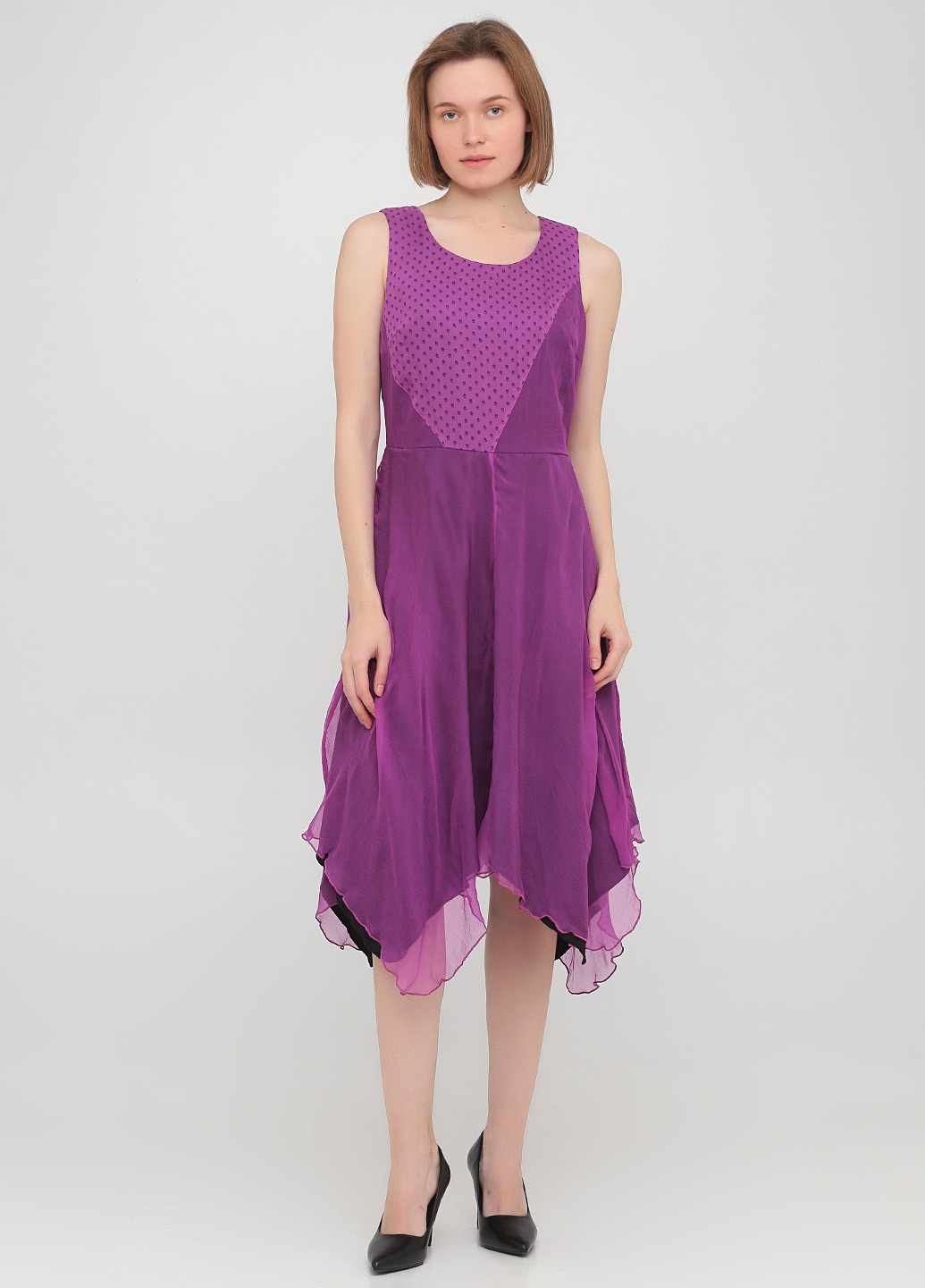 Светло-фиолетовое коктейльное платье клеш The J. Peterman Company однотонное