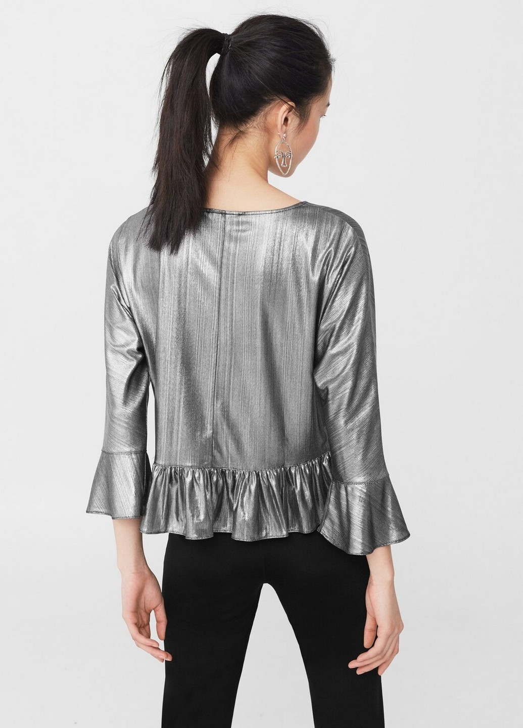 Серебряная демисезонная блуза Mango