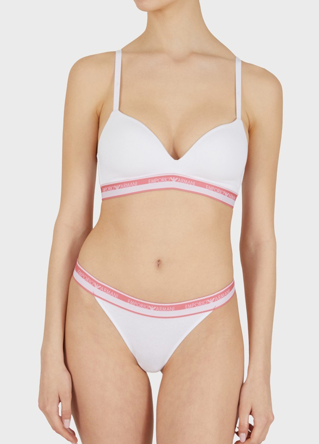 Білий бюстгальтер Emporio Armani без кісточок бавовна