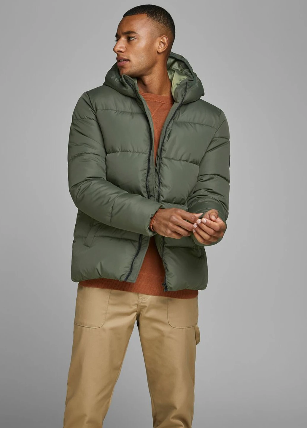 Оливковая (хаки) зимняя куртка JACK&JONES