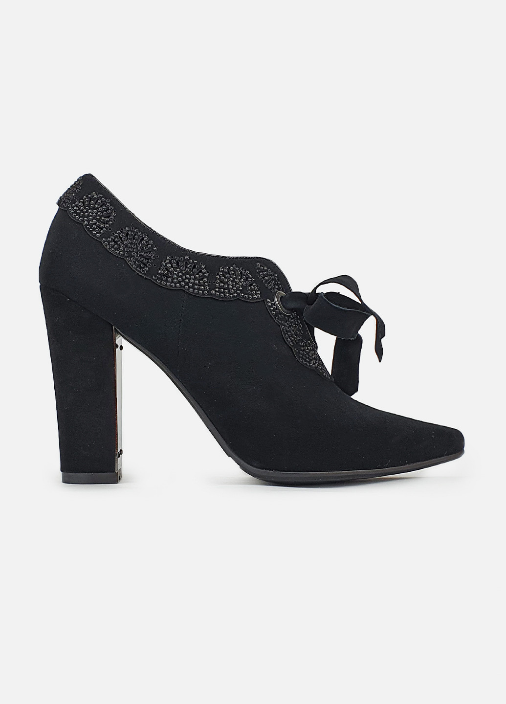 Туфли женские на шнурках черные на каблуке Maria Moro