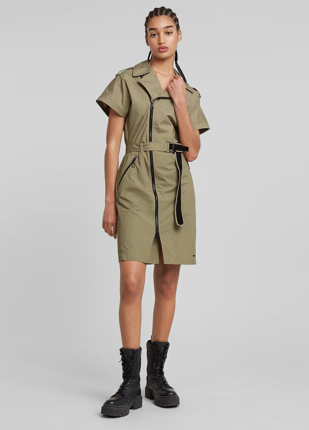 Світло-коричнева кежуал сукня сукня-жакет G-Star Raw однотонна