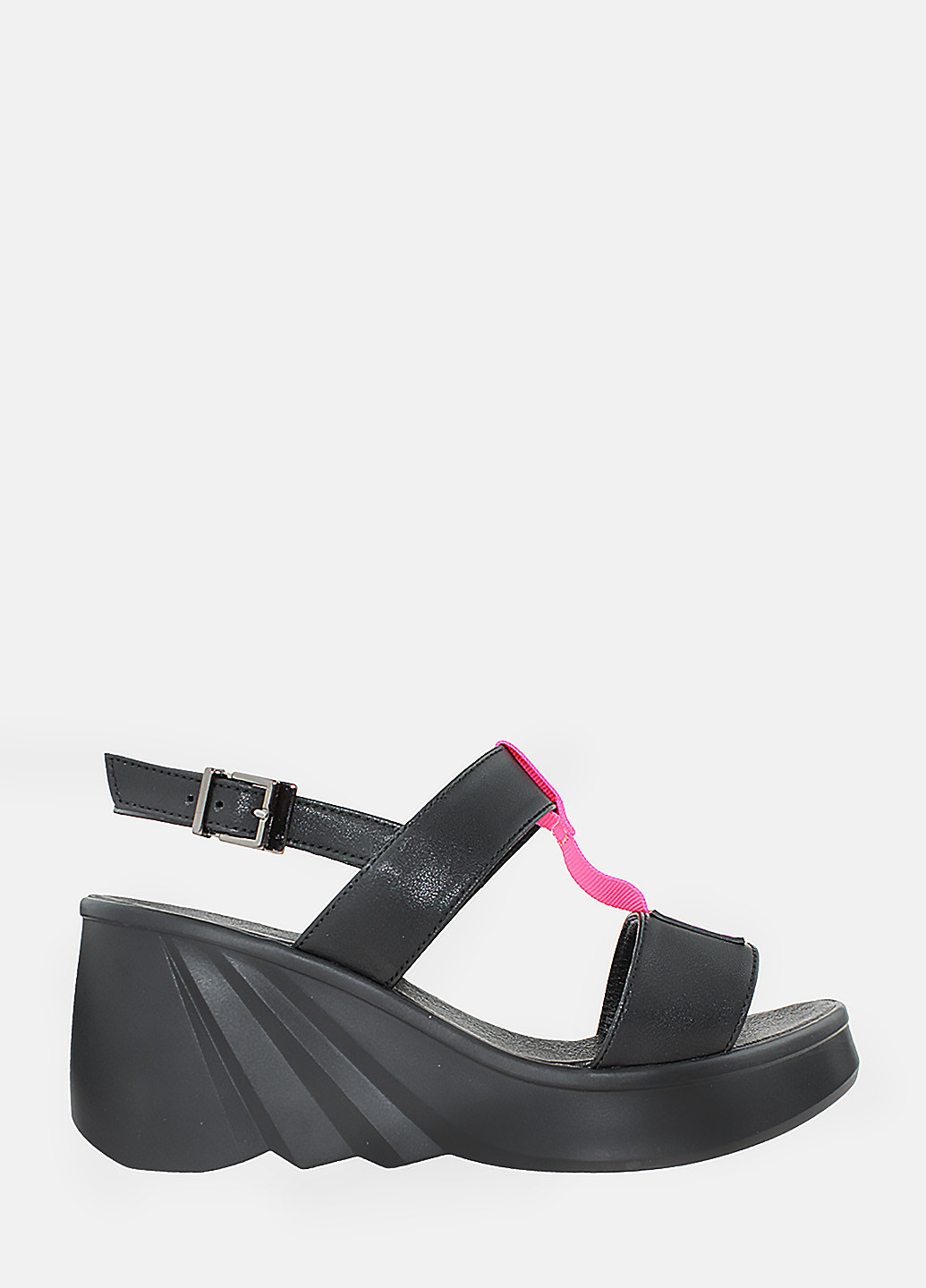 Черные босоножки re1297-1 черный-розовый El passo