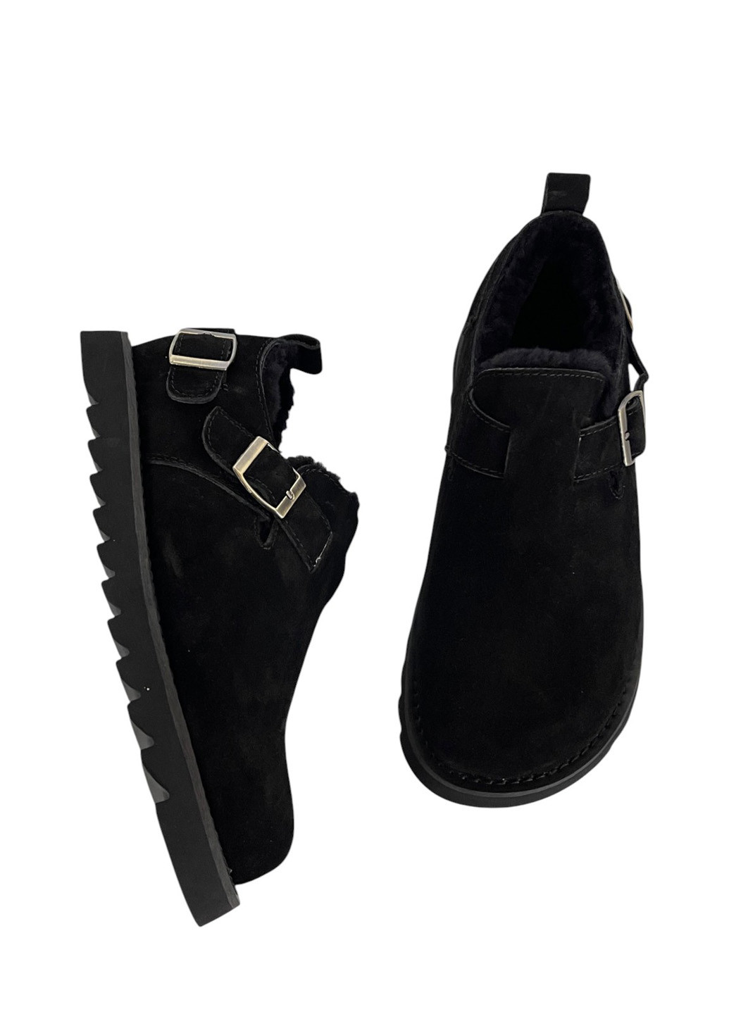 Черные слипоны ALLSY с пряжкой однотонные