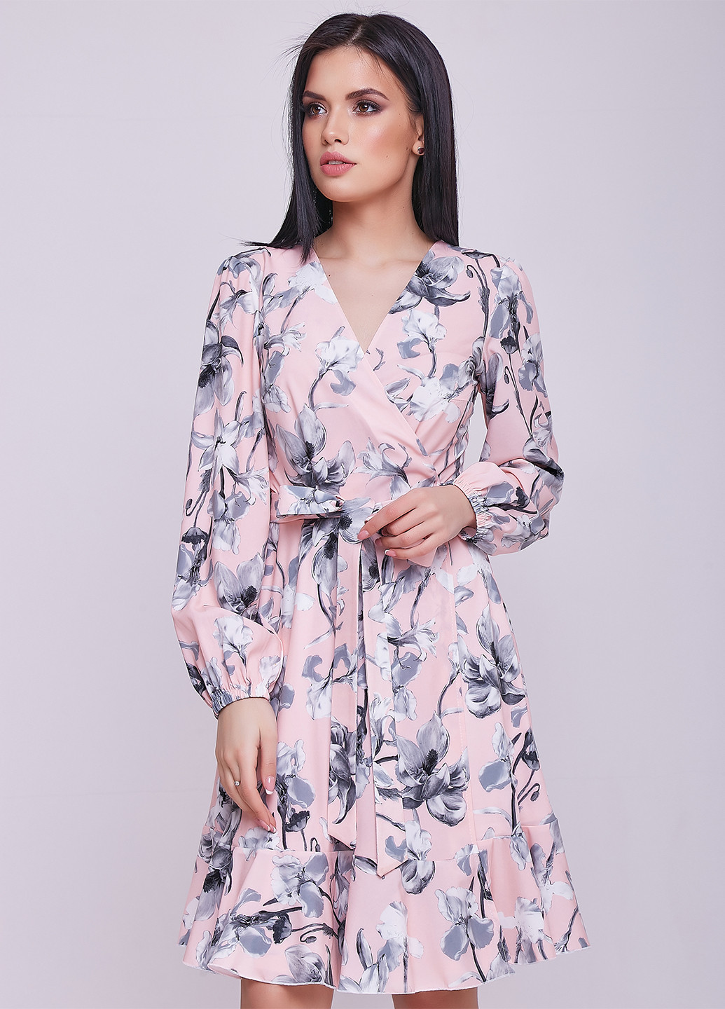 Персиковое кэжуал платье ST-Seventeen с цветочным принтом
