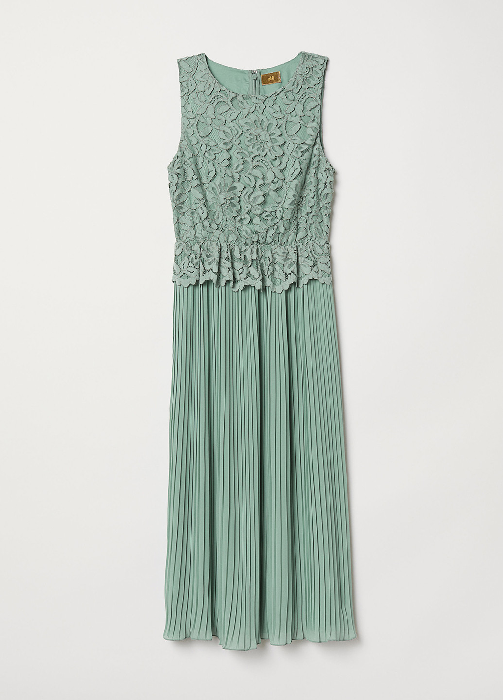 Зеленое кэжуал платье плиссированное H&M однотонное