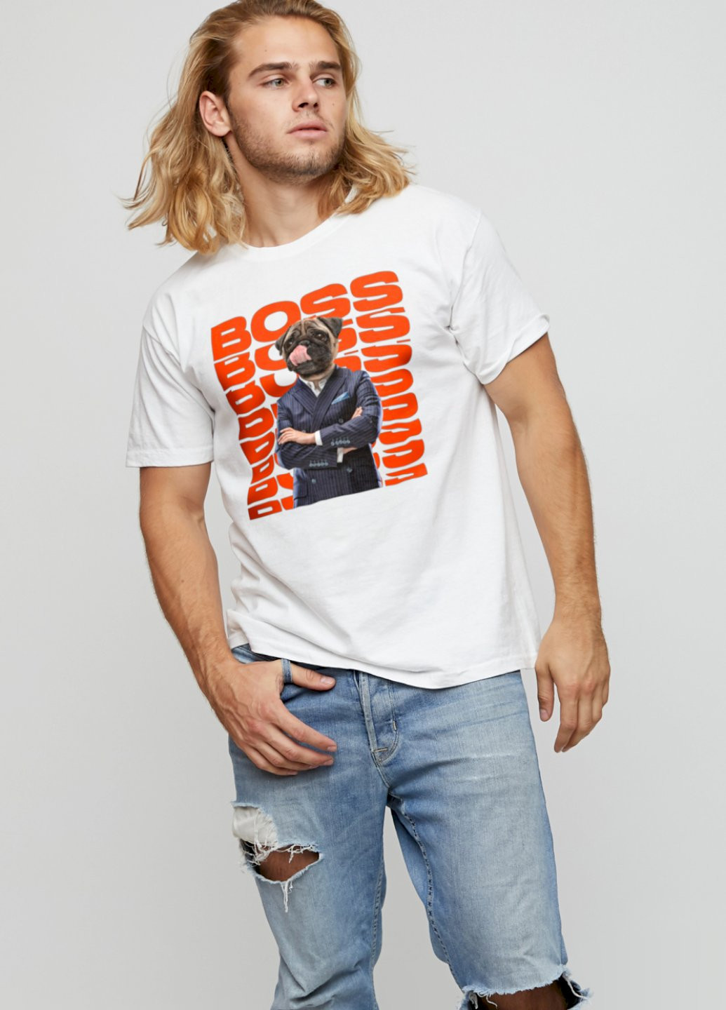 Біла футболка чоловіча basic /air print/ YAPPI