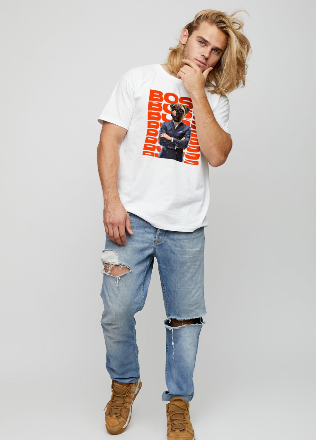 Біла футболка чоловіча basic /air print/ YAPPI