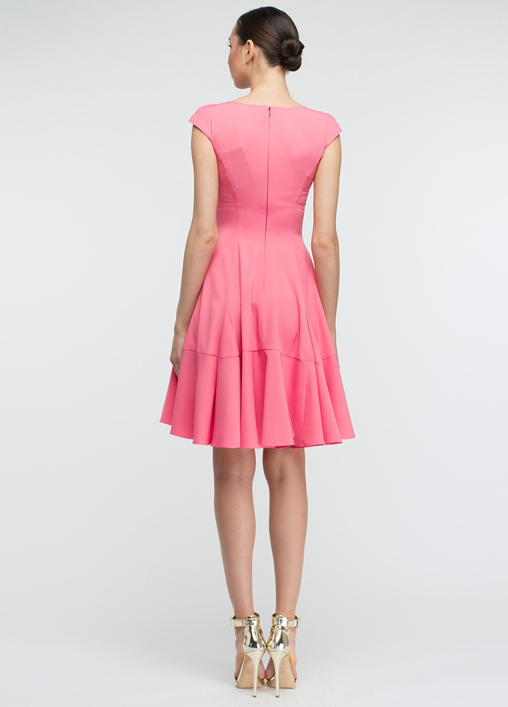 Розовое кэжуал платье клеш BGL