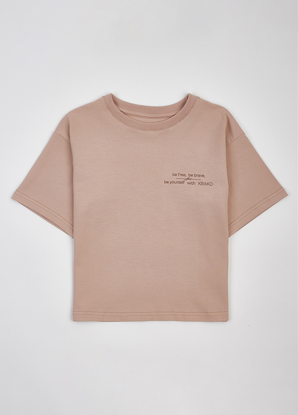 Темно-бежевая летняя футболка KRAKO