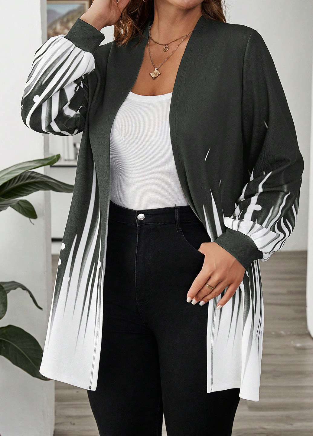 Темно-серый женский жакет SHEIN колор блок - демисезонный