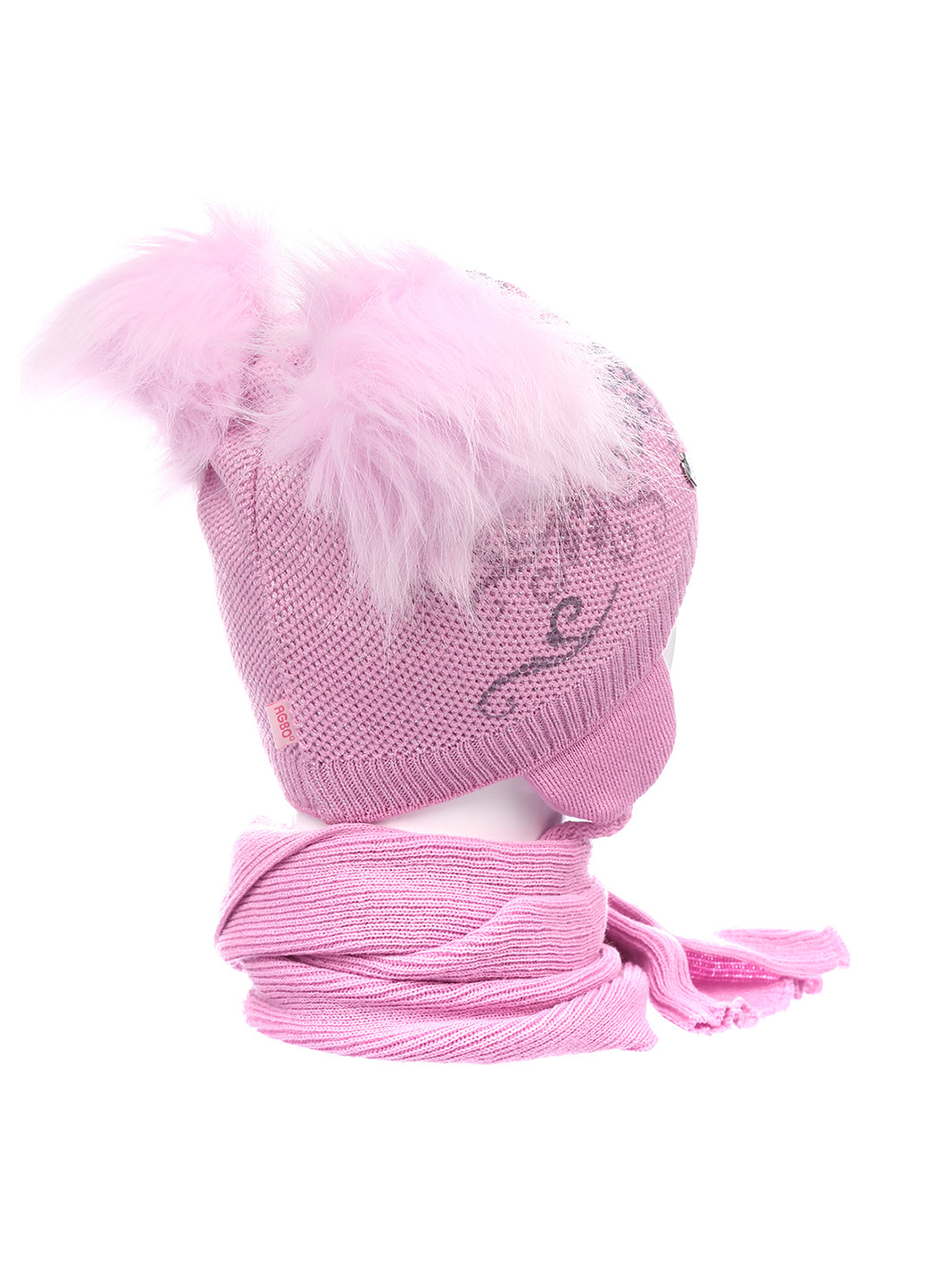 Рожевий зимній комплект (шапка, шарф) Одягайко