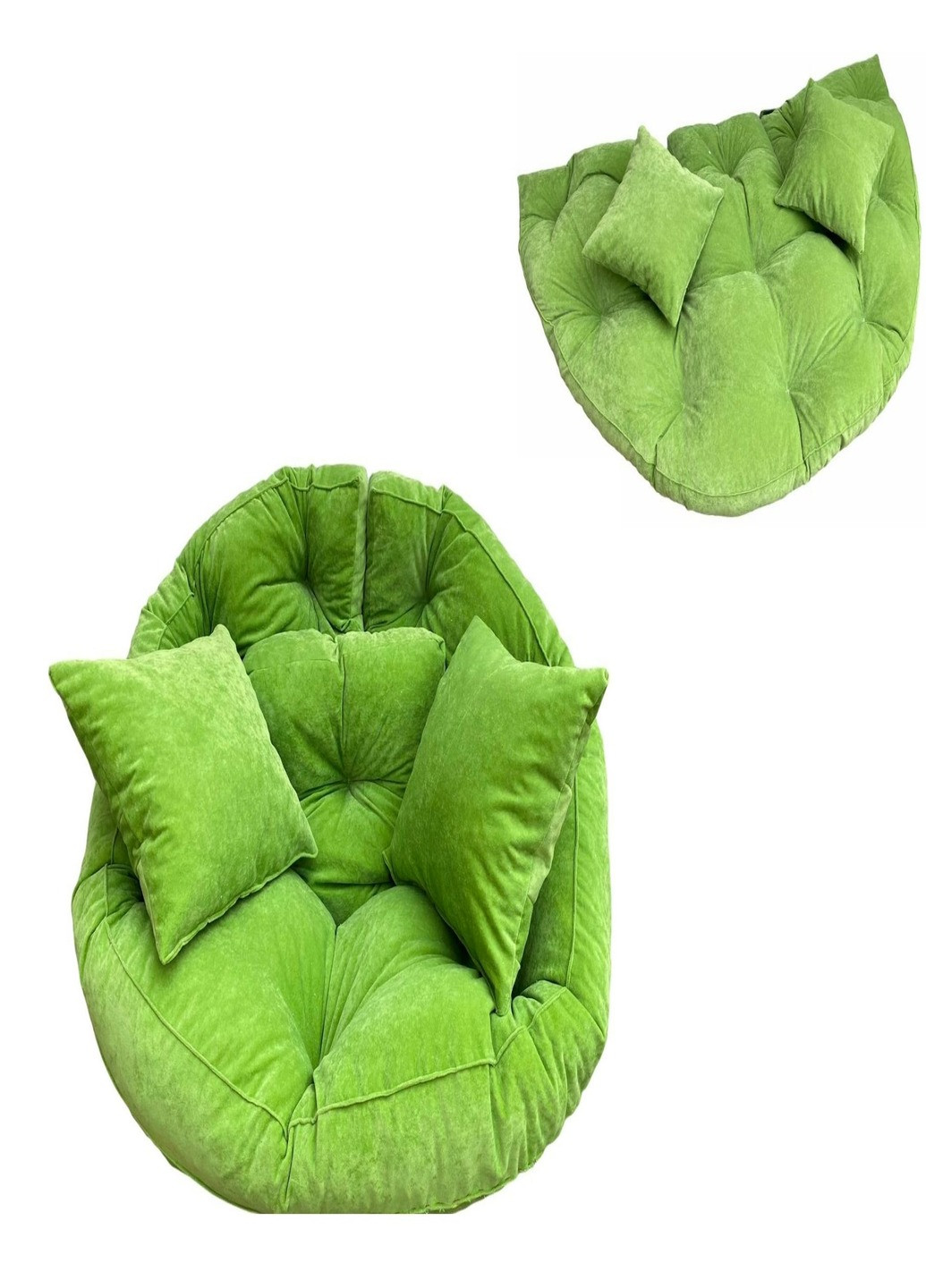 Безкаркасне розкладне крісло трансформер лежак матрац ручної роботи з подушками (7536142-Т) Зелений велюр Francesco Marconi (230586583)