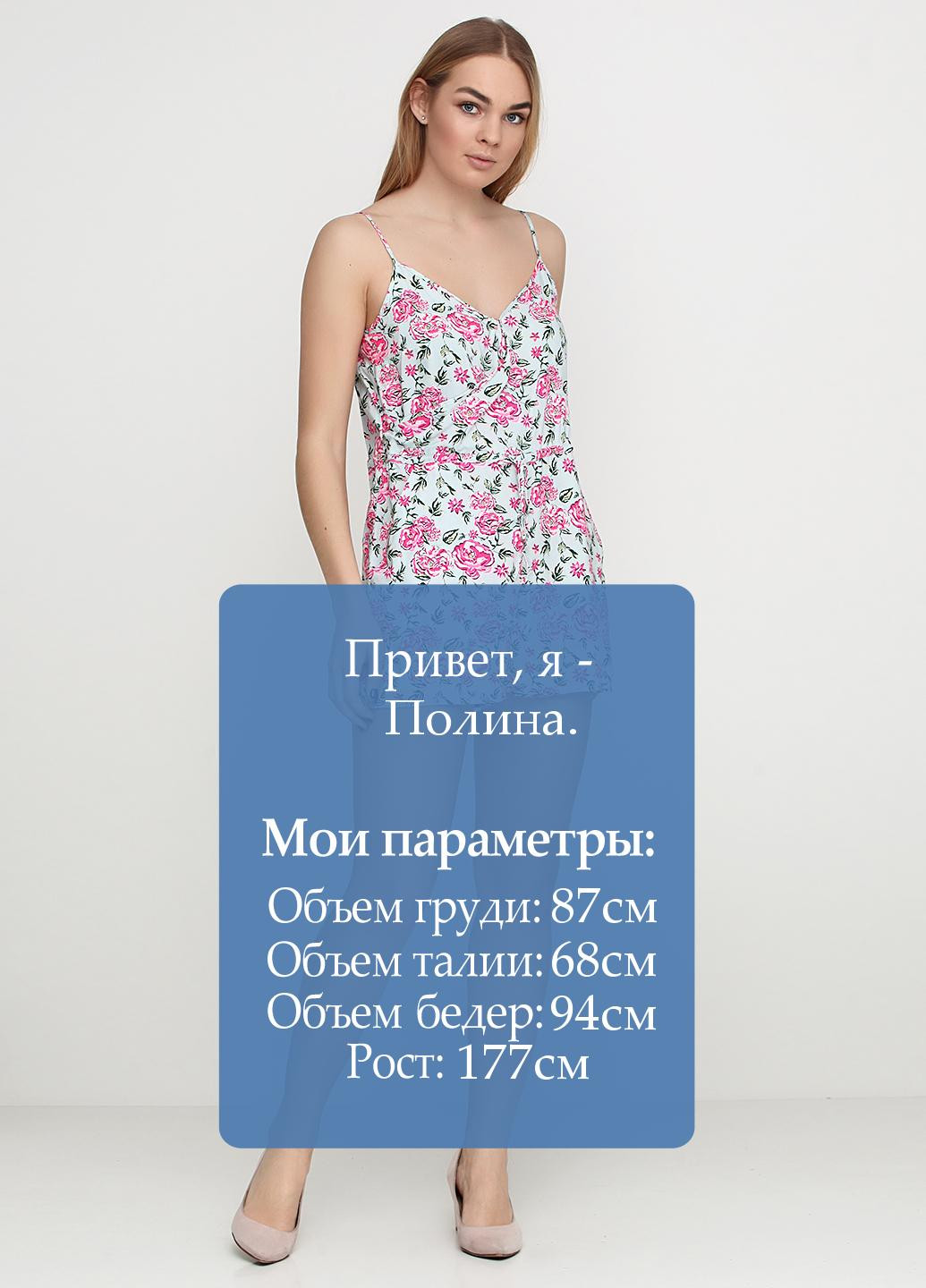 Комбинезон H&M комбинезон-шорты цветочный голубой кэжуал