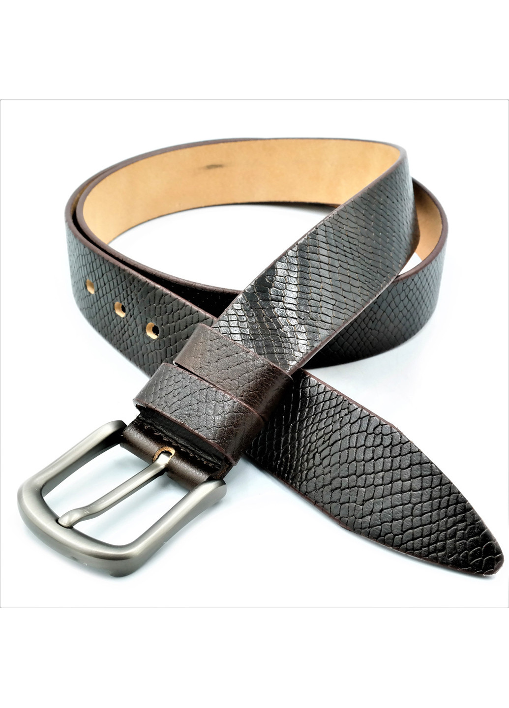Чоловічий шкіряний ремінь 110-125х4 см Weatro (252412686)