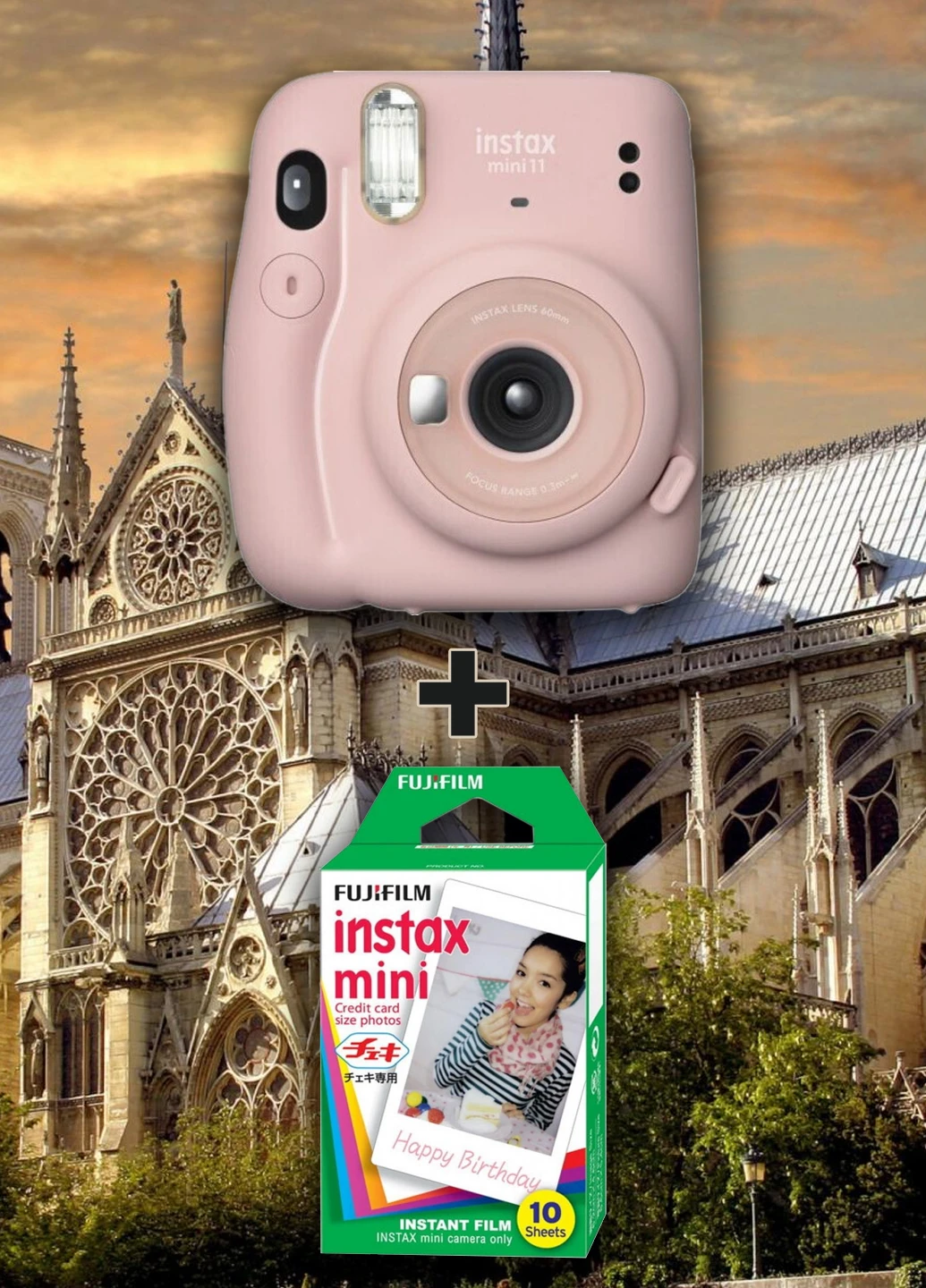 Фотоаппарат Instax Mini 11 Blush Pink + Фотобумага в подарок Colorfilm Instax Mini Glossy 10шт (16655015001) Fujifilm (229952028)