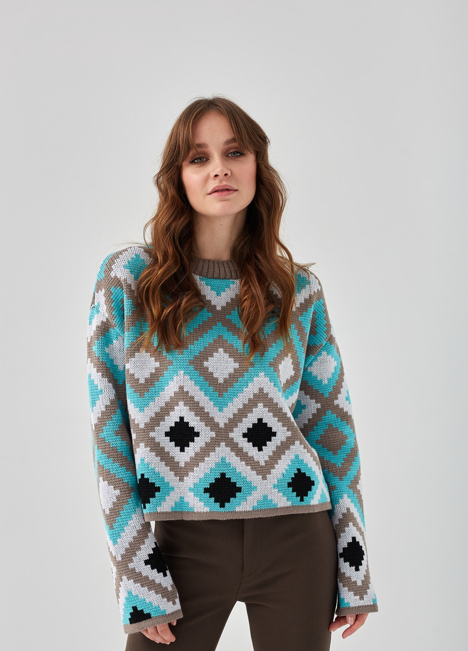 Вязаный джемпер "Лайт" (мята, капучино, белый, черный) MEREZHKA (254774458)