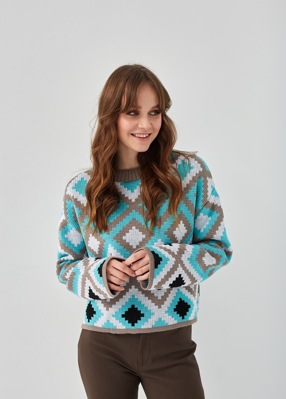 Вязаный джемпер "Лайт" (мята, капучино, белый, черный) MEREZHKA (254774458)