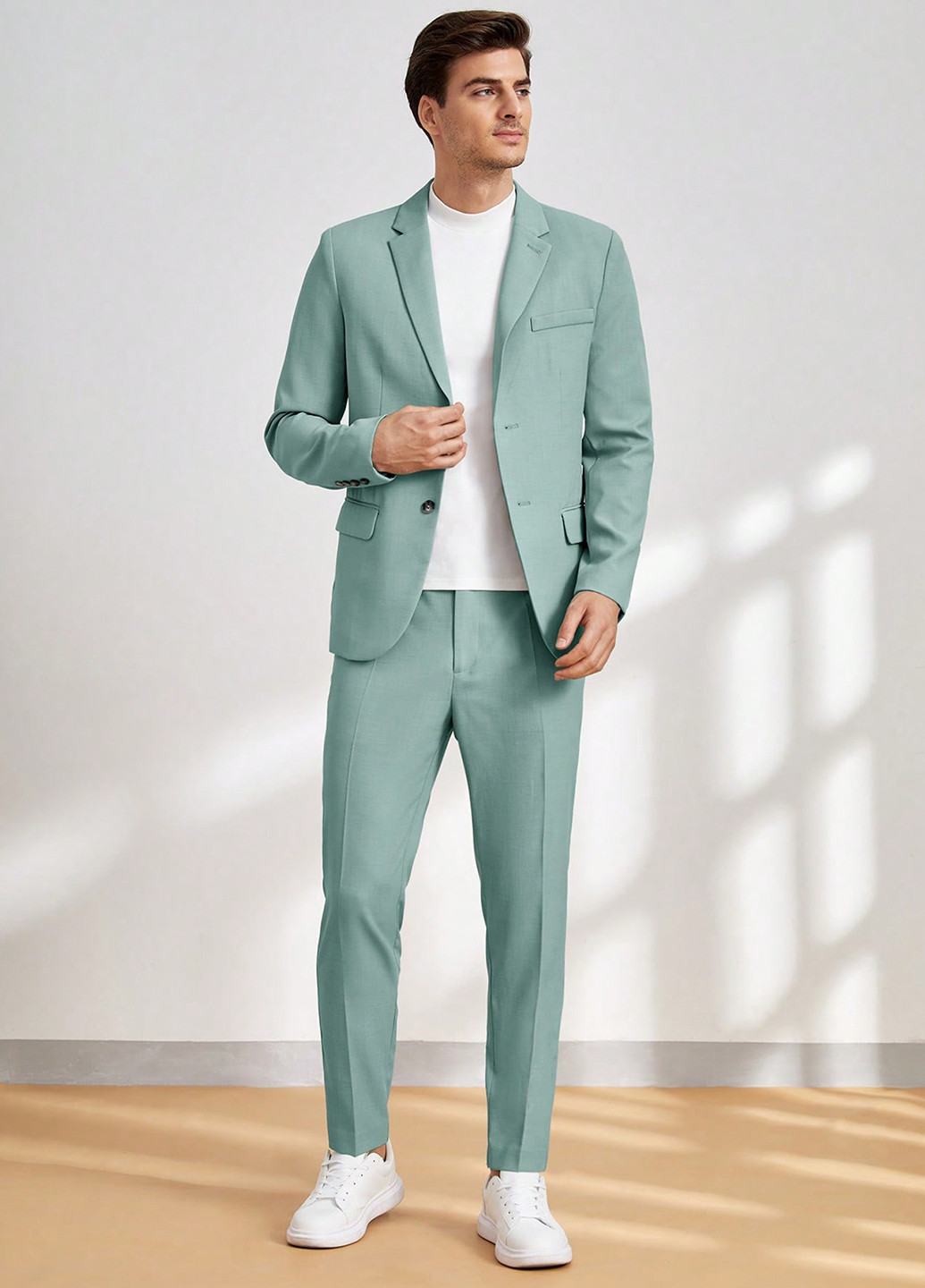 М'ятний демісезонний костюм (піджак, штани) брючний SHEIN