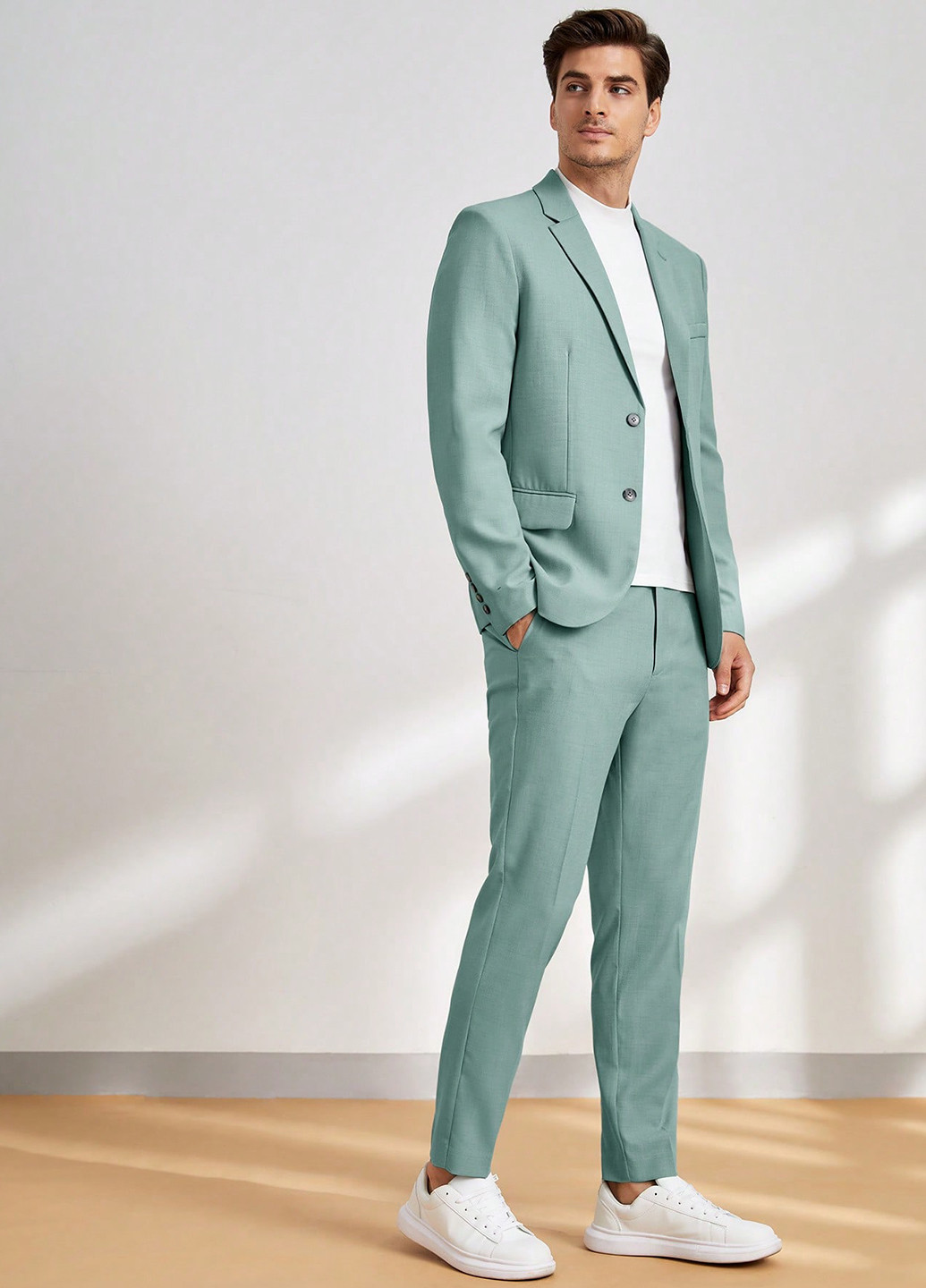 М'ятний демісезонний костюм (піджак, штани) брючний SHEIN