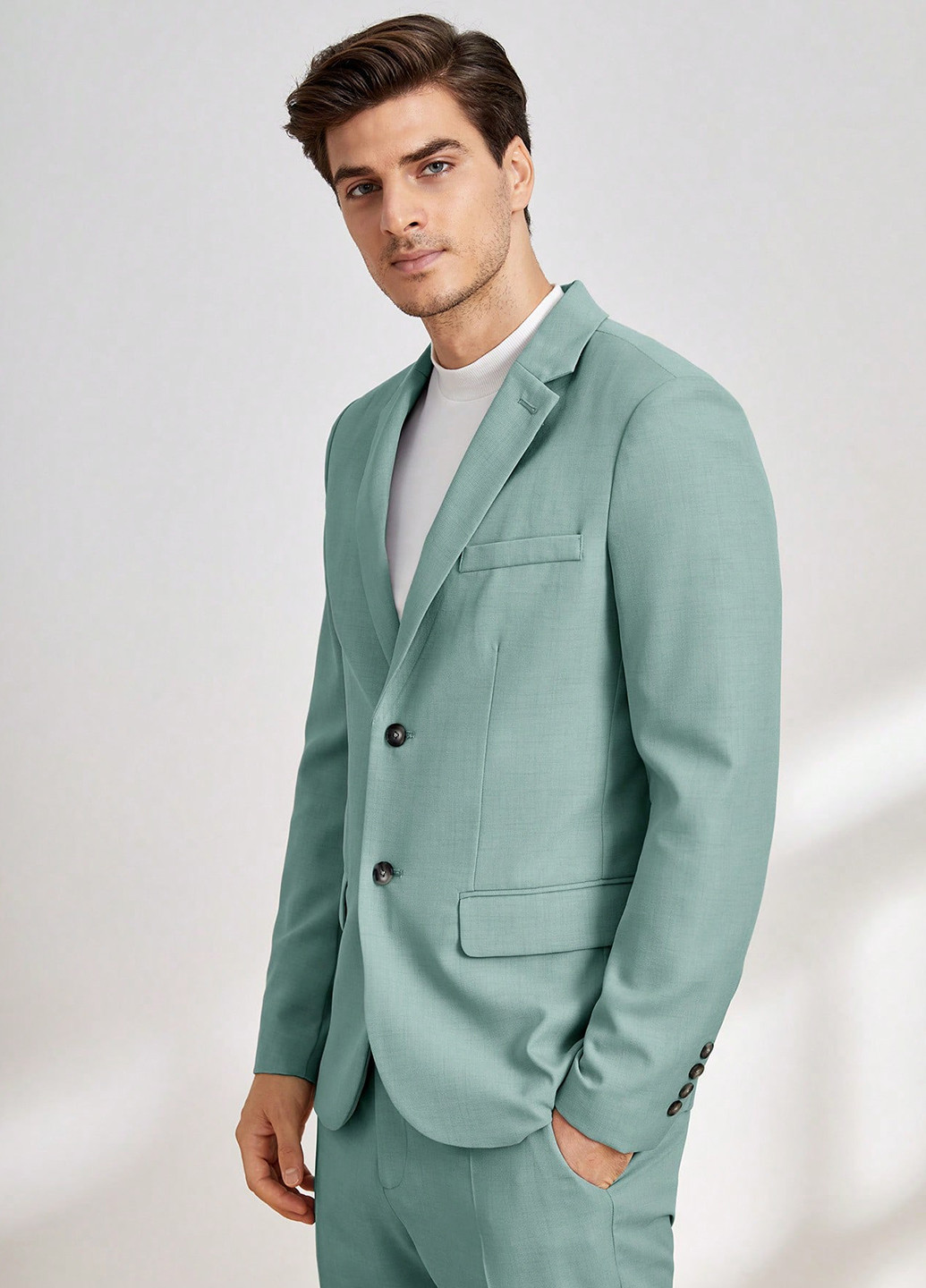 М'ятний демісезонний костюм (піджак, штани) брючний SHEIN