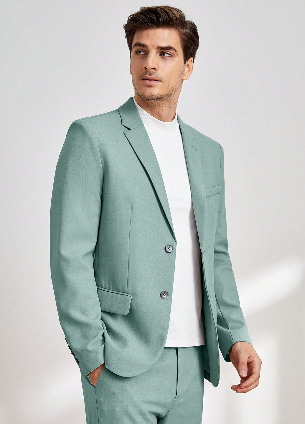 М'ятний демісезонний костюм (піджак, штани) брючний SHEIN