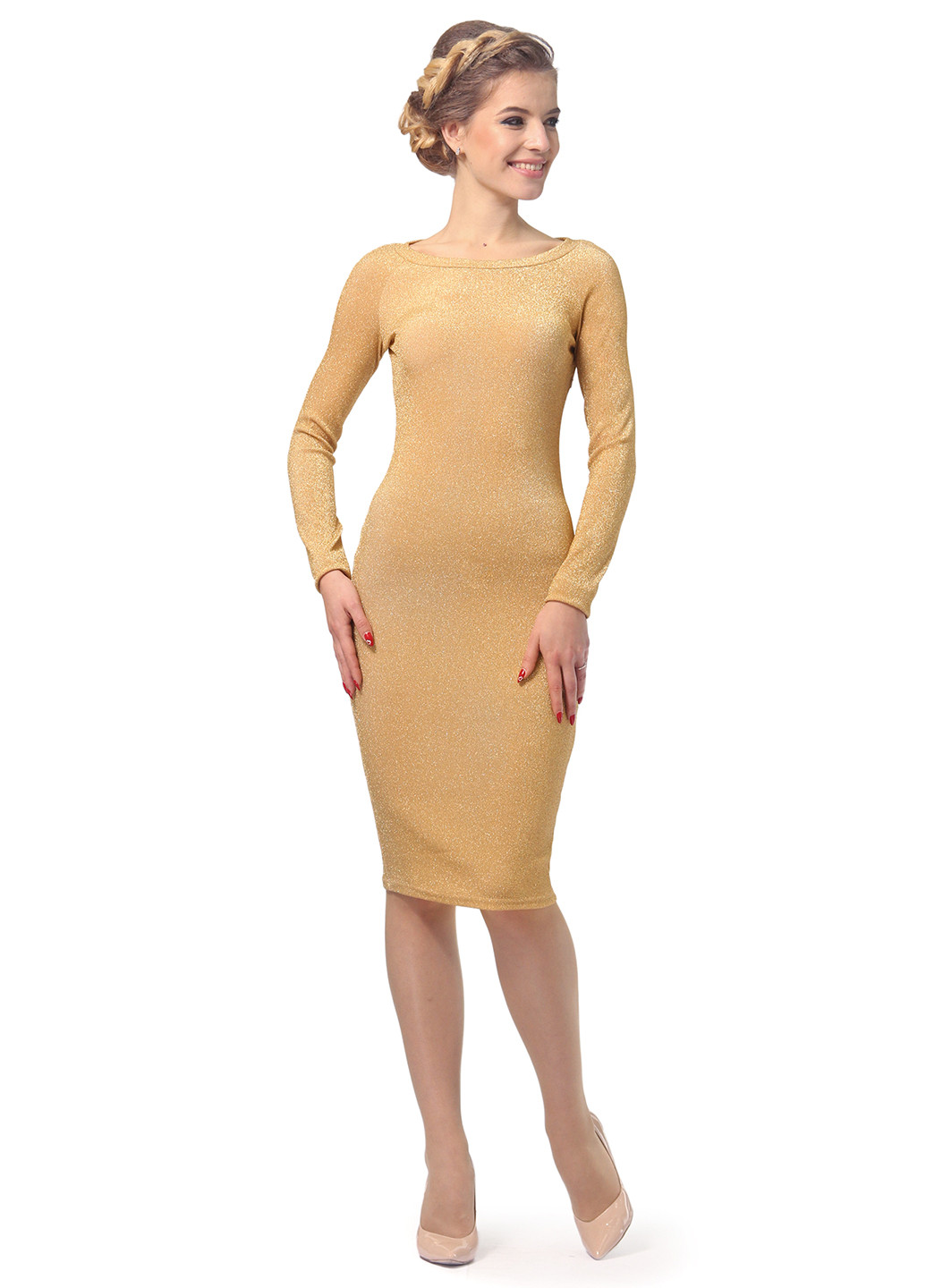 Золотистий коктейльна сукня Lemon однотонна