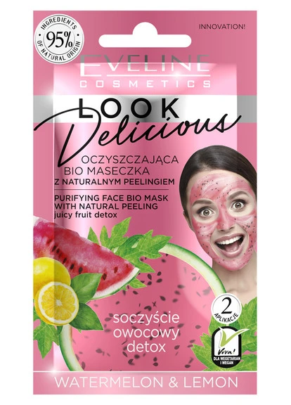 Очищуваьна біо-маска для обличчя "Кавун і лимон" Look Delicious Eveline Cosmetics (250116029)