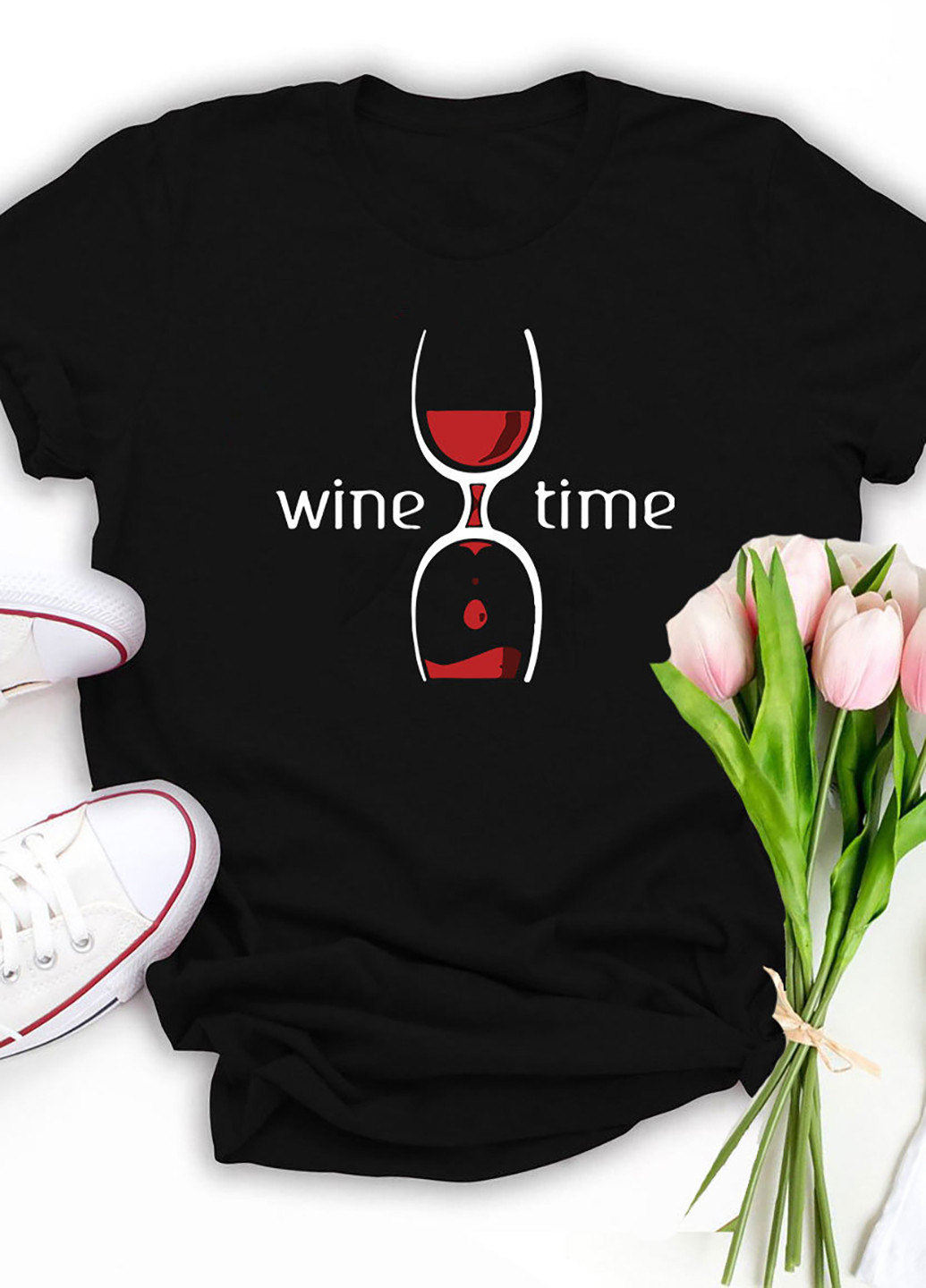 Чорна всесезон футболка чорна wine time Katarina Ivanenko