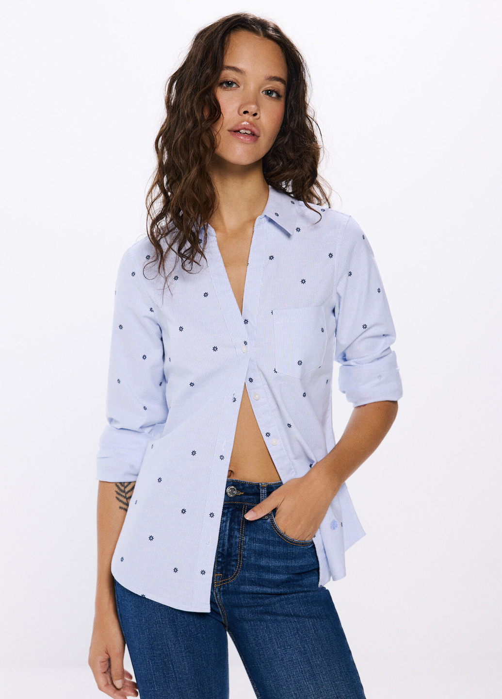 Синяя кэжуал рубашка в полоску Springfield