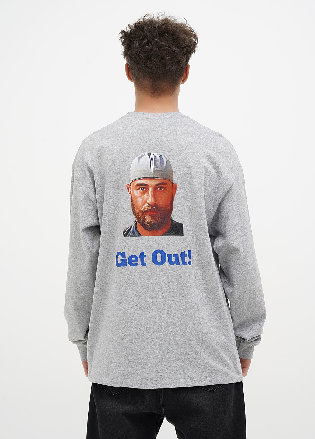 Лонгслів Gildan малюнок світло-сірий кежуали трикотаж, бавовна