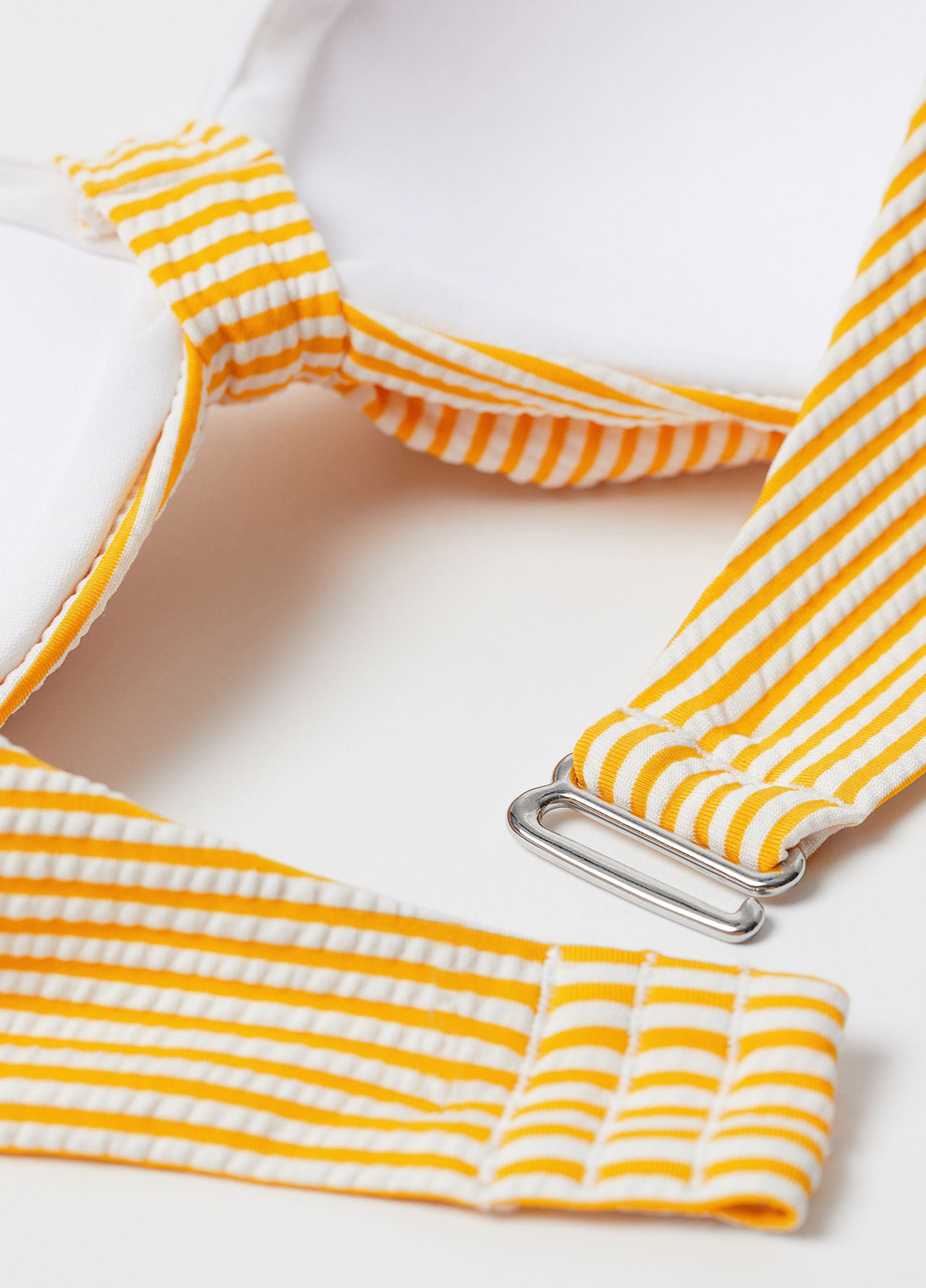 Купальный лиф H&M бандо полоска жёлтый пляжный полиэстер