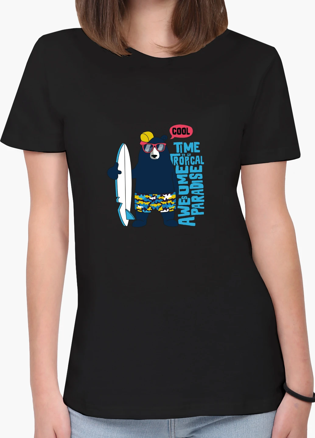 Футболка жіноча Крутий Ведмідь (Cool Bear) (8976-2067) XXL MobiPrint - (227212318)