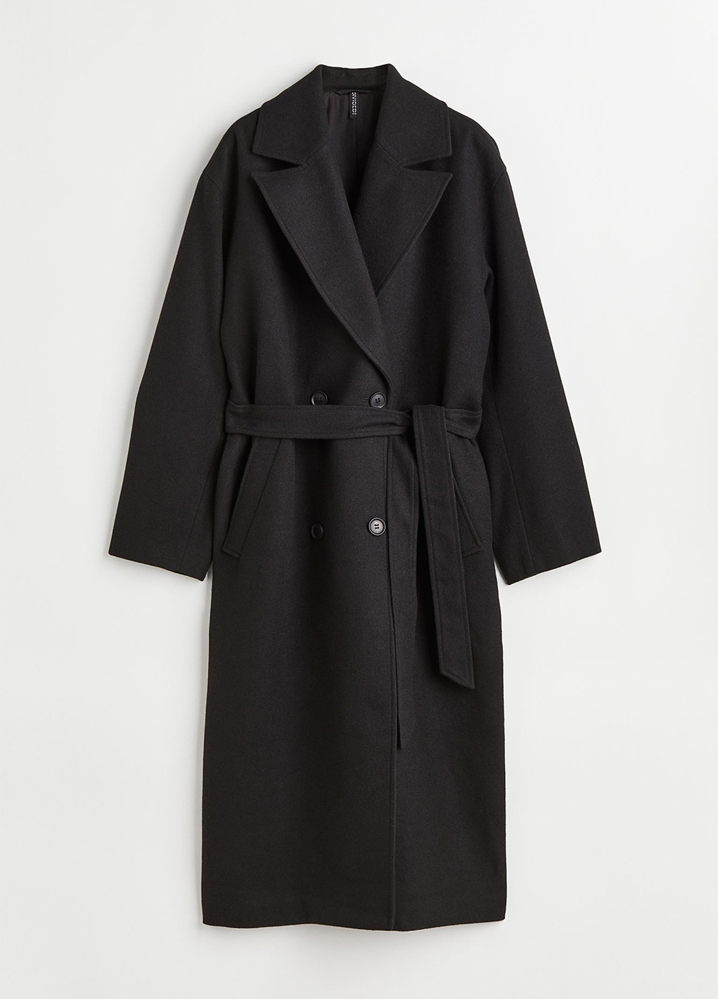 Черное демисезонное Пальто двубортное H&M