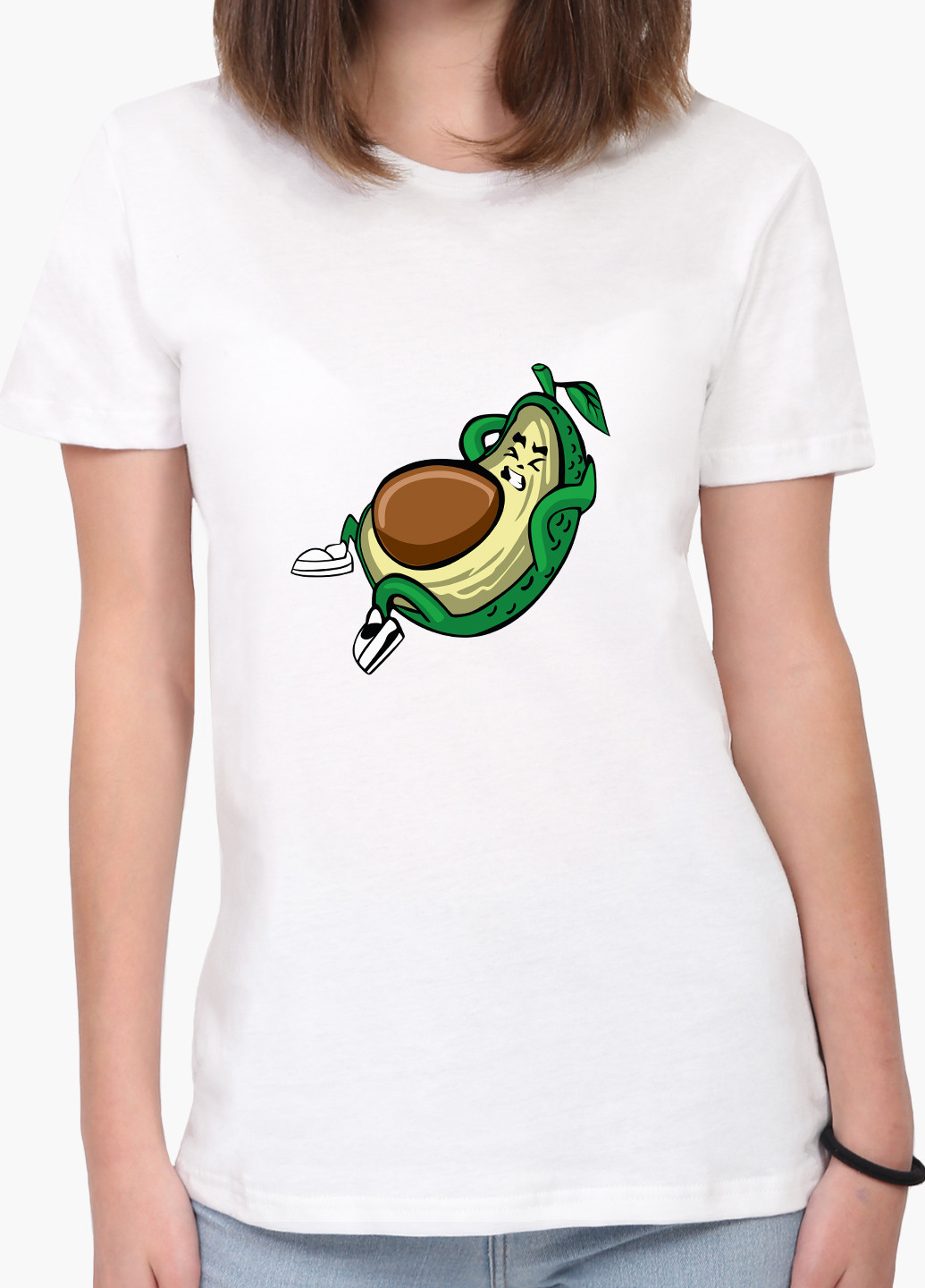 Белая демисезон футболка женская авокадо фитнес (avocado fitness) белый (8976-2030) xxl MobiPrint