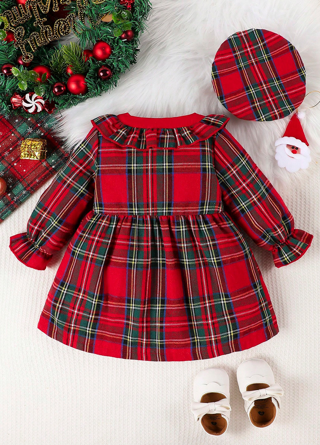 Красный демисезонный комплект (платье, берет) SHEIN