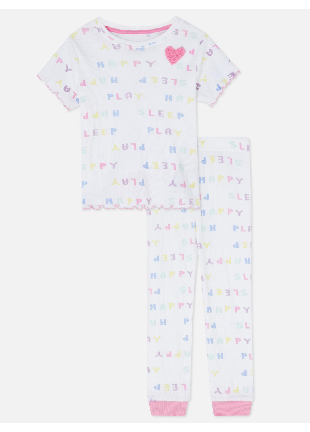 Белая всесезон пижама (футболка, брюки) Primark