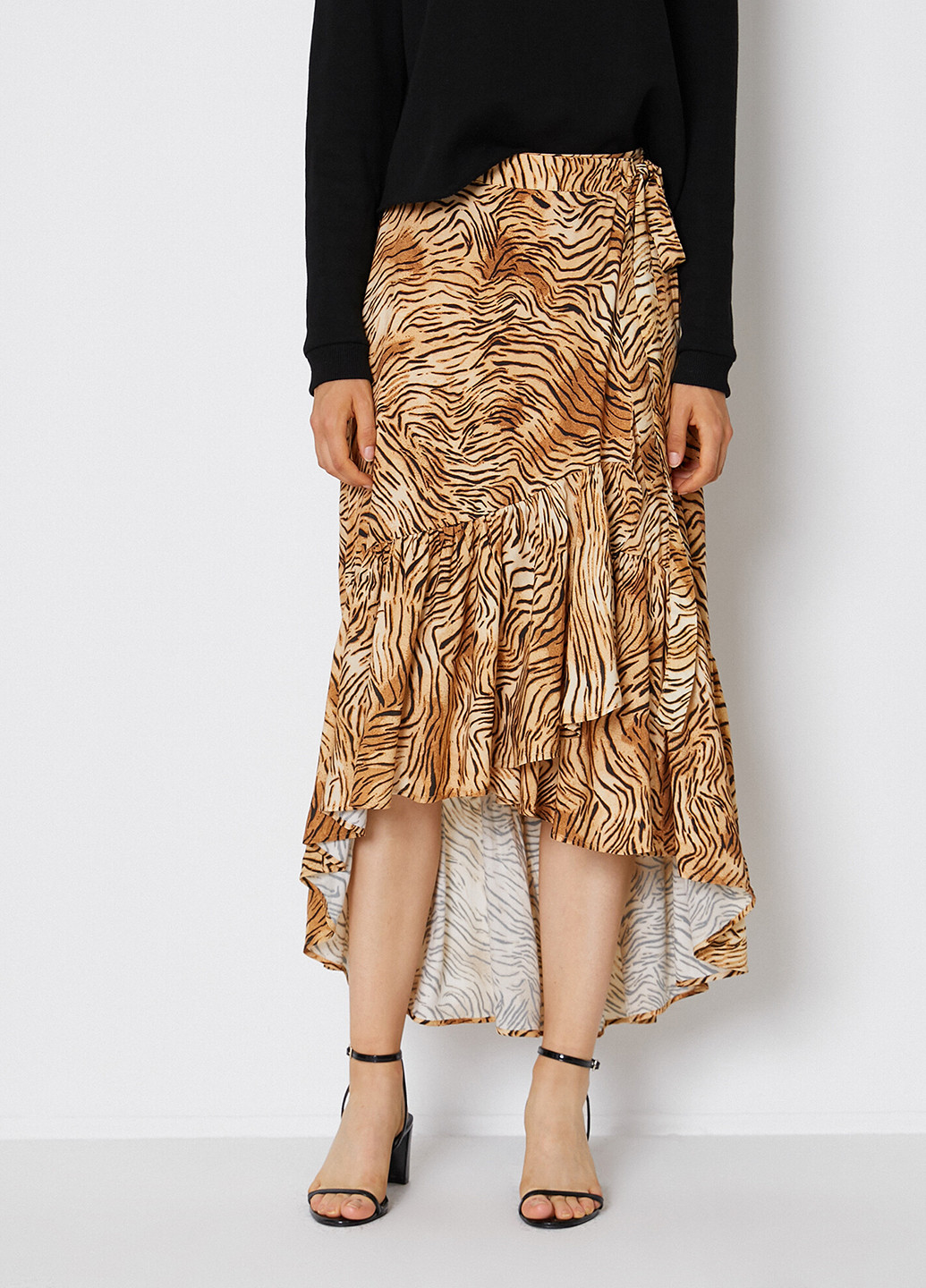 Светло-коричневая кэжуал с анималистичным узором юбка KOTON