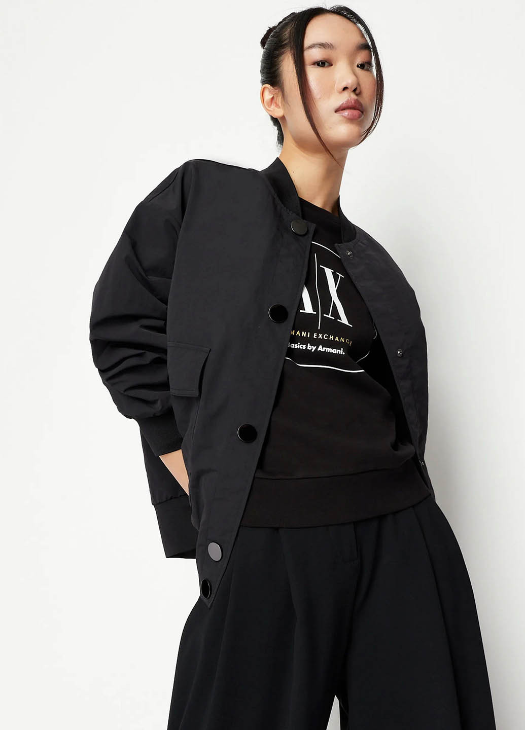 Чорний світшот Armani Exchange логотип без декору (365688577)