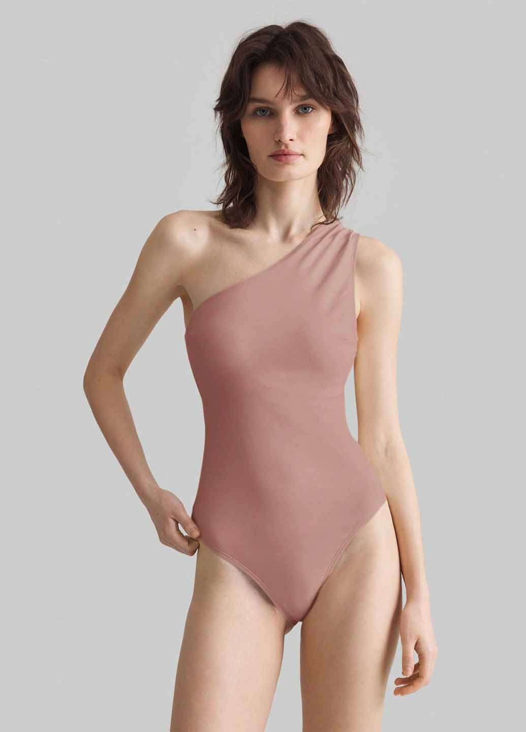 Пудровий демісезонний купальник суцільний SHEIN