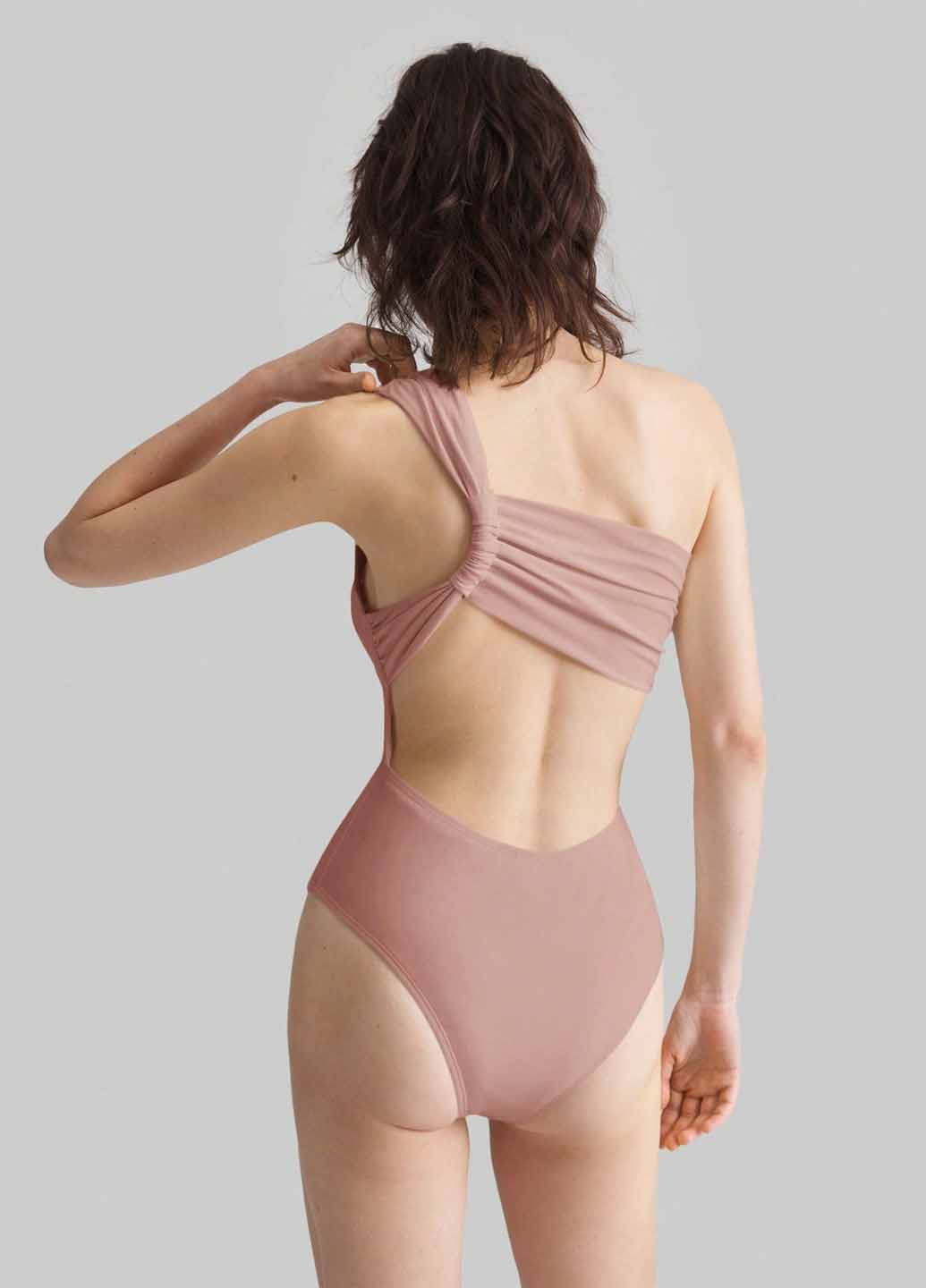 Пудровий демісезонний купальник суцільний SHEIN